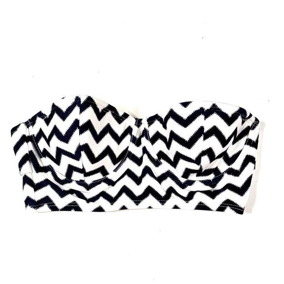 HOT WATER BLACK & WHITE STIFF BANDEAU SWIM TOP S - Picture 1 of 5